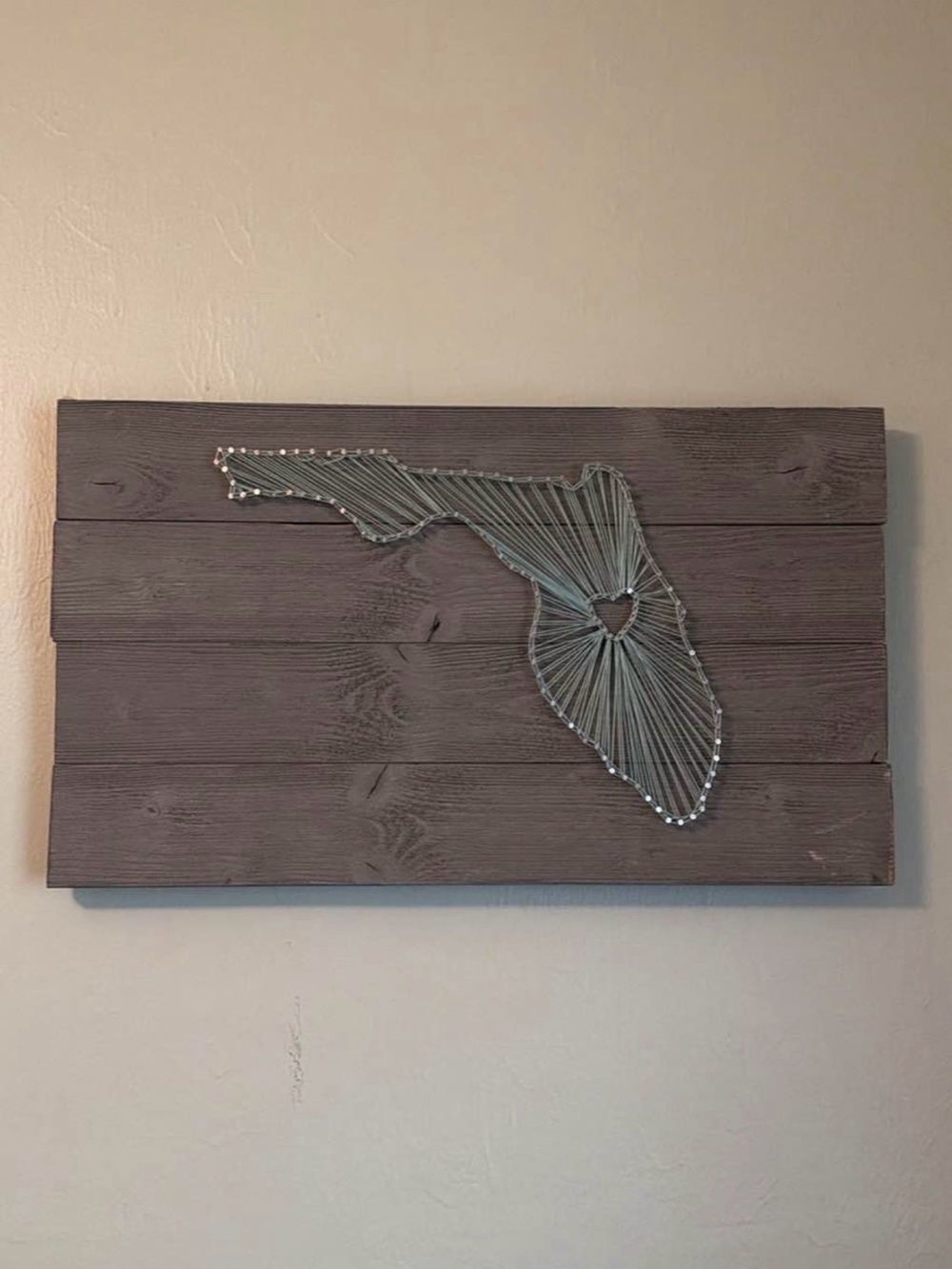 State String Art Wall Decor - Gray Wood with Teal String